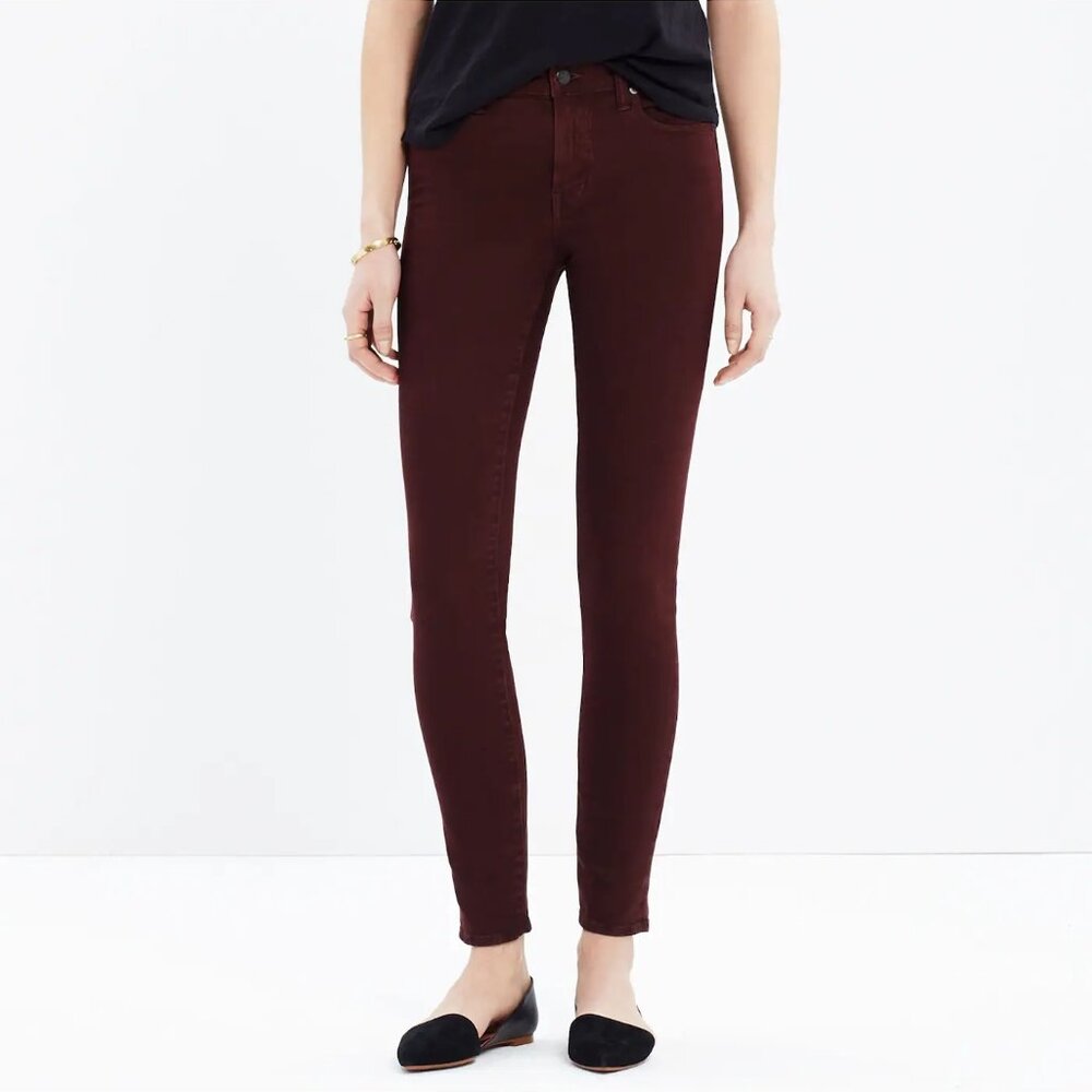 Madewell 9" High Riser Skinny Skinny Sateen Jeans Deep Plum Stretch